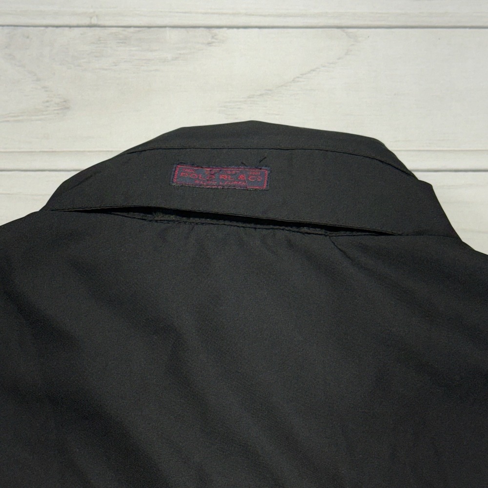 Polo Ralph Lauren Jacket L Black Blue Polartec Hooded Fleece Full Zip VTG 90s - Picture 7 of 11